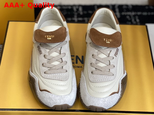 Fendi Wave Pulse White and Beige Suede Low Tops Replica