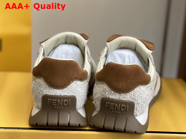 Fendi Wave Pulse White and Beige Suede Low Tops Replica