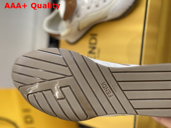 Fendi Wave Pulse White and Beige Suede Low Tops Replica