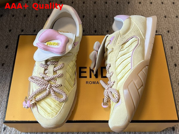 Fendi Wave Pulse Yellow Fabric and Suede Low Tops Replica