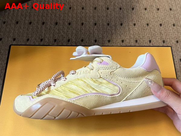 Fendi Wave Pulse Yellow Fabric and Suede Low Tops Replica
