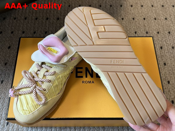 Fendi Wave Pulse Yellow Fabric and Suede Low Tops Replica