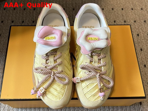 Fendi Wave Pulse Yellow Fabric and Suede Low Tops Replica