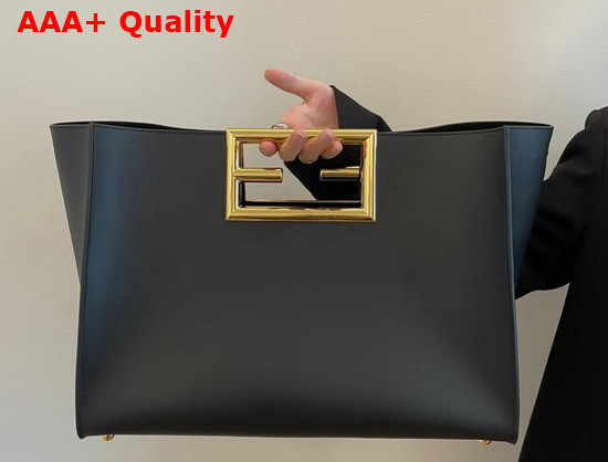 Fendi Way Medium Black Leather Bag Replica