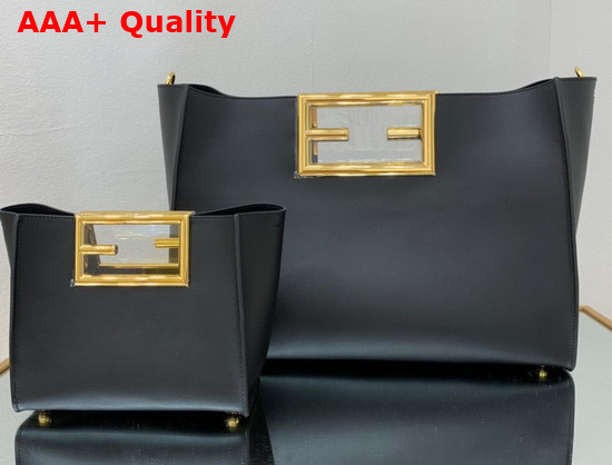 Fendi Way Medium Black Leather Bag Replica