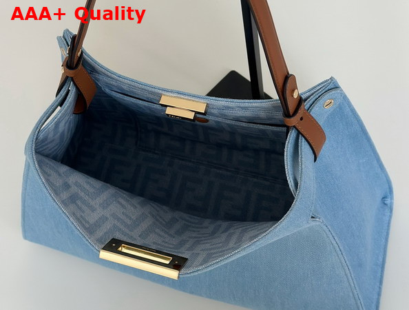 Fendi Way Medium Light Blue Denim Bag Replica