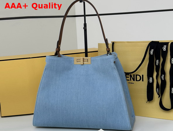 Fendi Way Medium Light Blue Denim Bag Replica