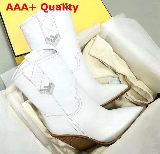 Fendi White Leather Ankle Boots Replica