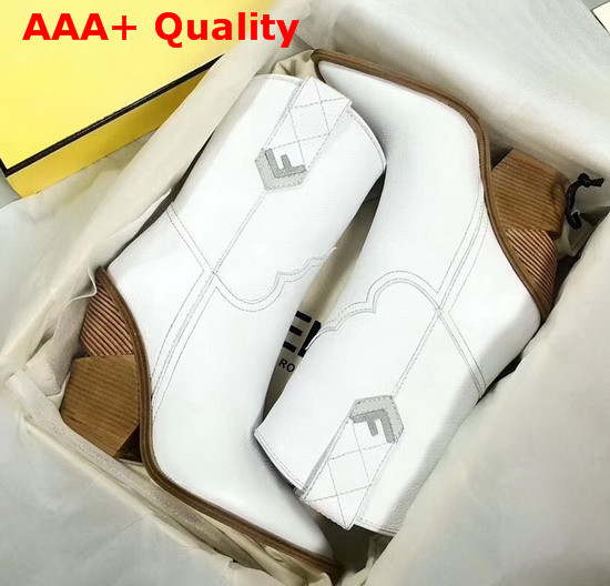 Fendi White Leather Ankle Boots Replica