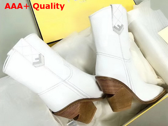 Fendi White Leather Ankle Boots Replica