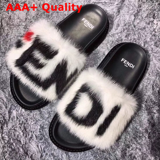 Fendi White Mink Slides Replica