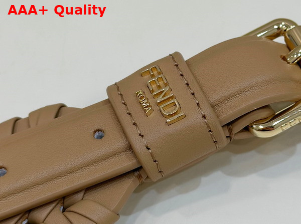 Fendi Woven Leather Shoulder Strap in Beige Replica