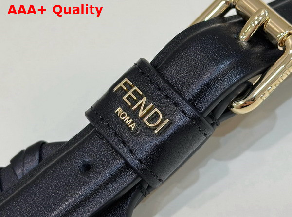 Fendi Woven Leather Shoulder Strap in Black Replica