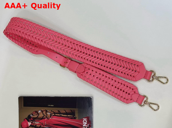 Fendi Woven Leather Shoulder Strap in Pink Replica