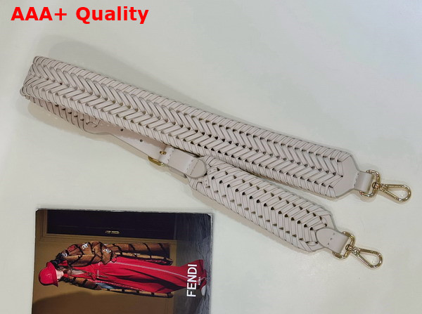 Fendi Woven Leather Shoulder Strap in White Replica