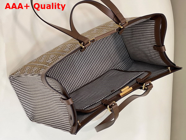 Fendi X Tote Brown Houndstooth Wool Shopper with FF Embroidery Replica
