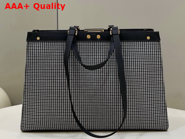 Fendi X Tote Gray Houndstooth Wool Shopper with FF Embroidery Replica