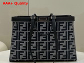 Fendi X Tote Gray Houndstooth Wool Shopper with FF Embroidery Replica