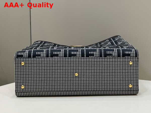 Fendi X Tote Gray Houndstooth Wool Shopper with FF Embroidery Replica