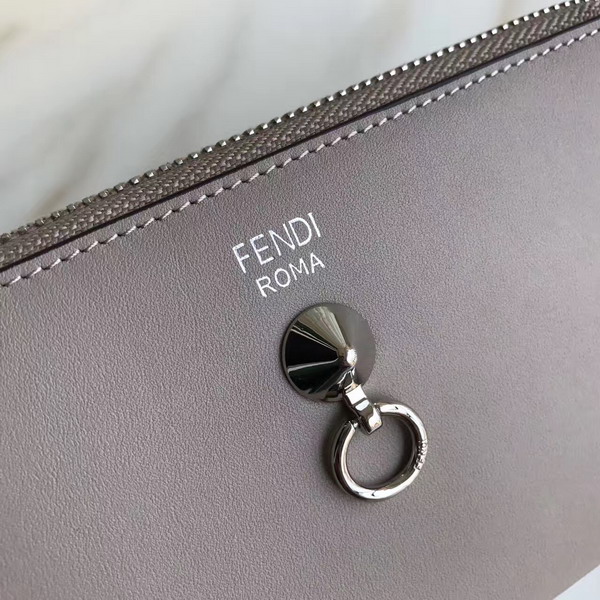 Fendi Zip Around Wallet in Dove Grey Calfskin Leather For Sale