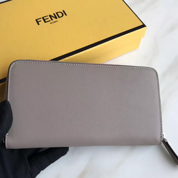 Fendi Zip Around Wallet in Dove Grey Calfskin Leather For Sale