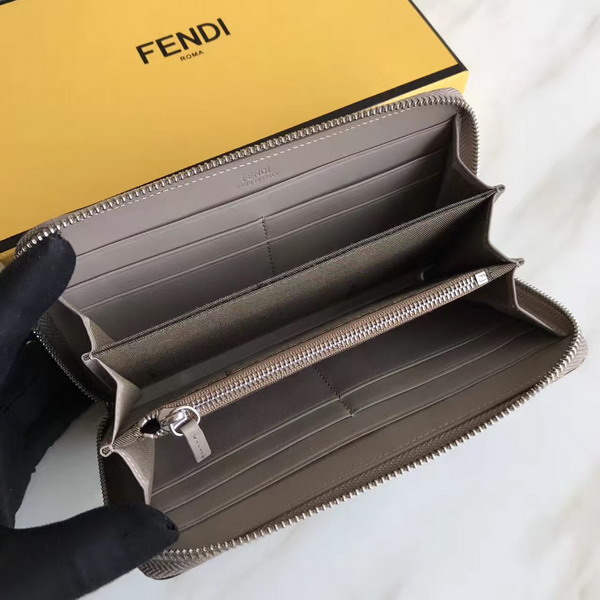 Fendi Zip Around Wallet in Dove Grey Calfskin Leather For Sale