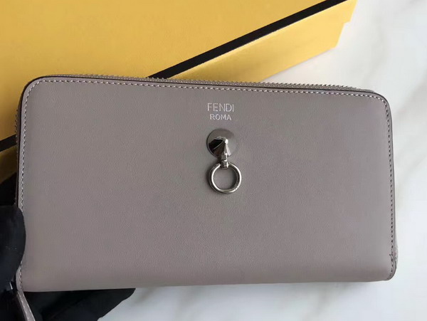 Fendi Zip Around Wallet in Dove Grey Calfskin Leather For Sale