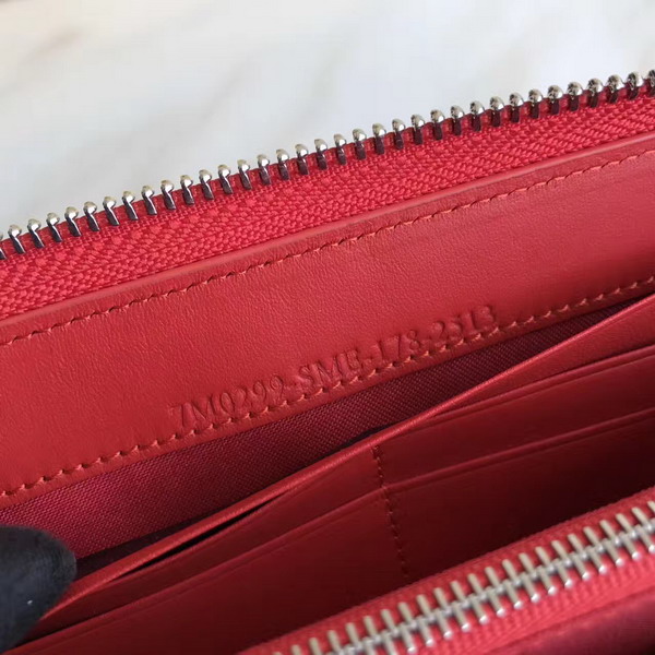Fendi Zip Around Wallet in Red Calfskin Leather For Sale