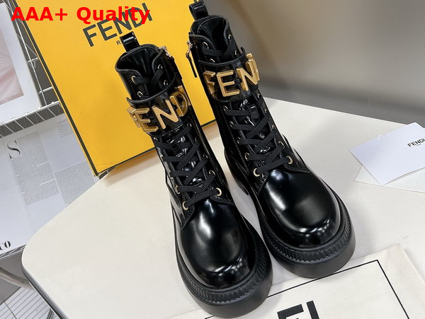 Fendigraphy Biker Boots in Black Leather Replica