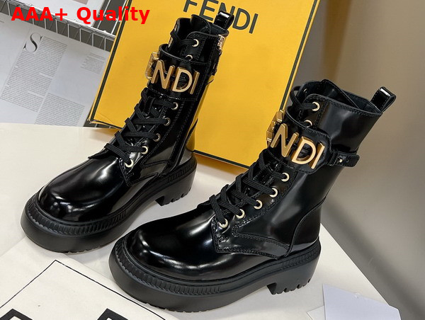Fendigraphy Biker Boots in Black Leather Replica