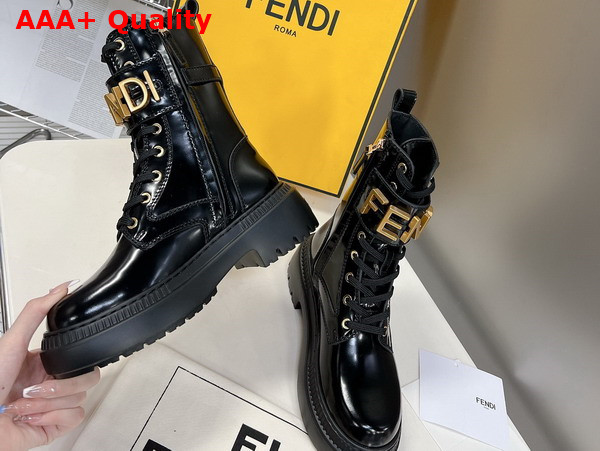 Fendigraphy Biker Boots in Black Leather Replica