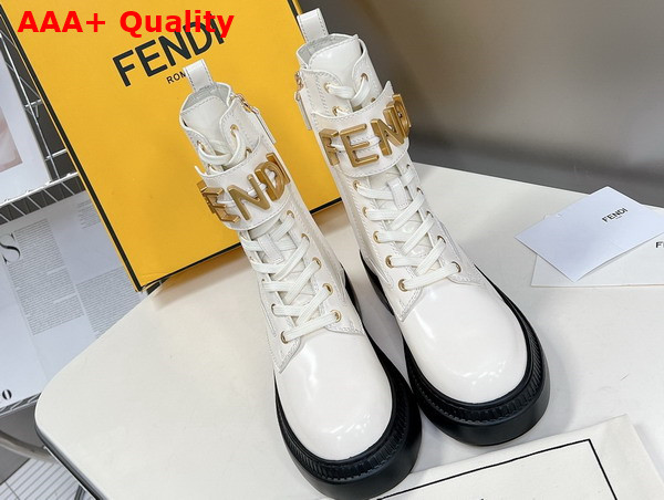 Fendigraphy Biker Boots in White Leather Replica