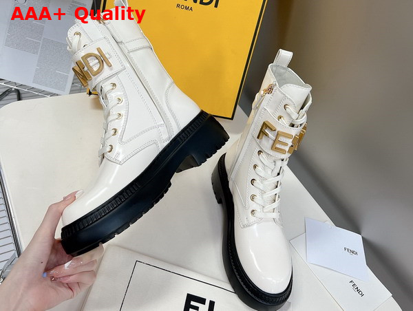 Fendigraphy Biker Boots in White Leather Replica