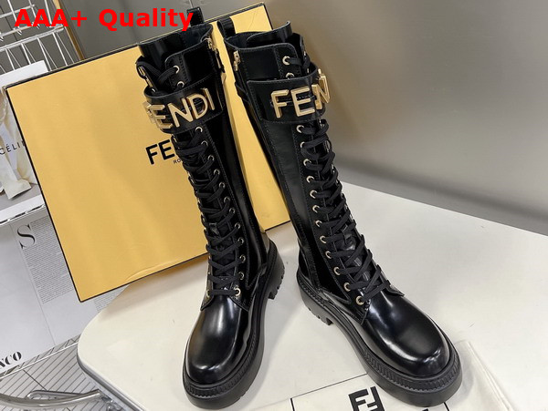 Fendigraphy Boots in Black Leather Replica