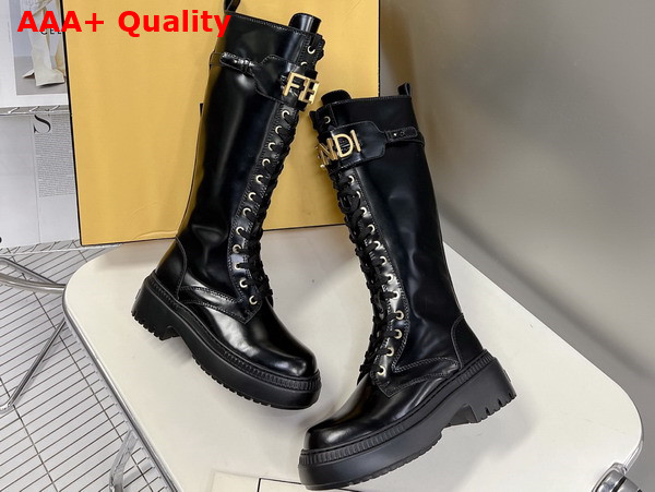 Fendigraphy Boots in Black Leather Replica