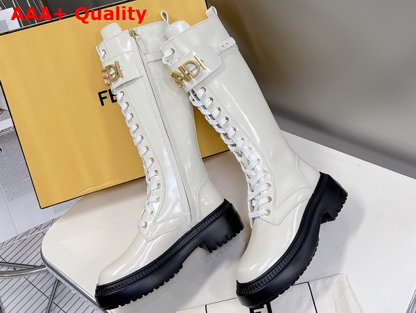Fendigraphy Boots in White Leather Replica