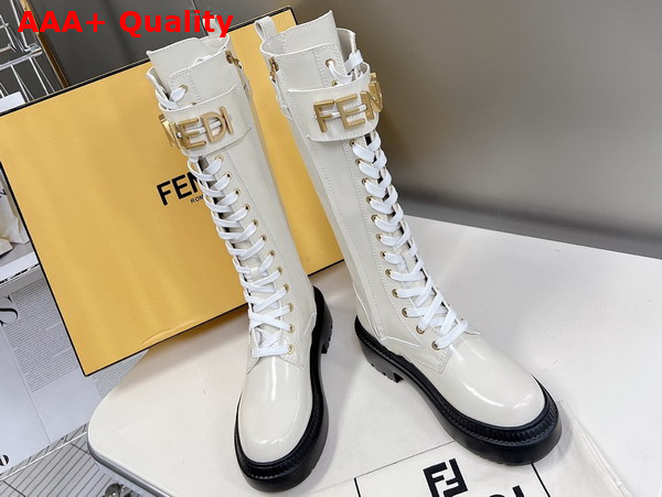 Fendigraphy Boots in White Leather Replica