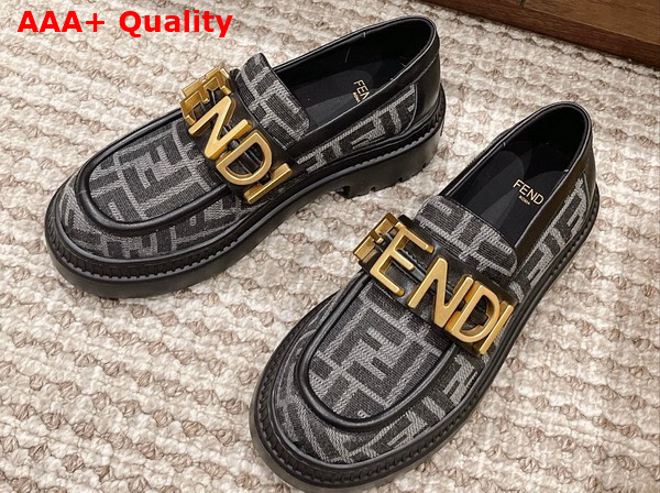 Fendigraphy Loafers in Black FF Fabric Replica