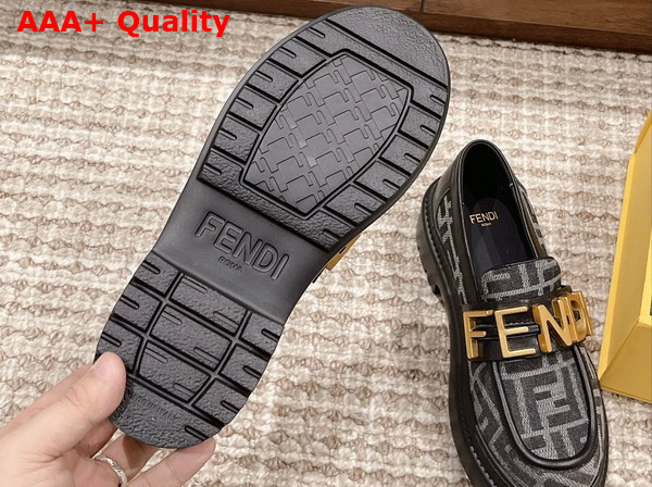Fendigraphy Loafers in Black FF Fabric Replica