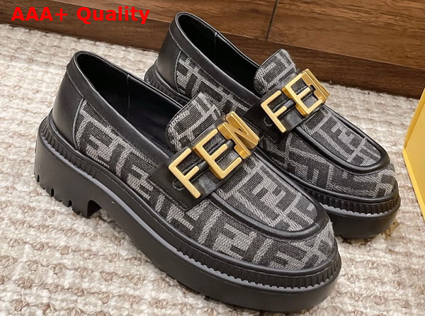 Fendigraphy Loafers in Black FF Fabric Replica
