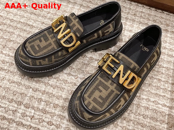 Fendigraphy Loafers in Brown FF Fabric Replica