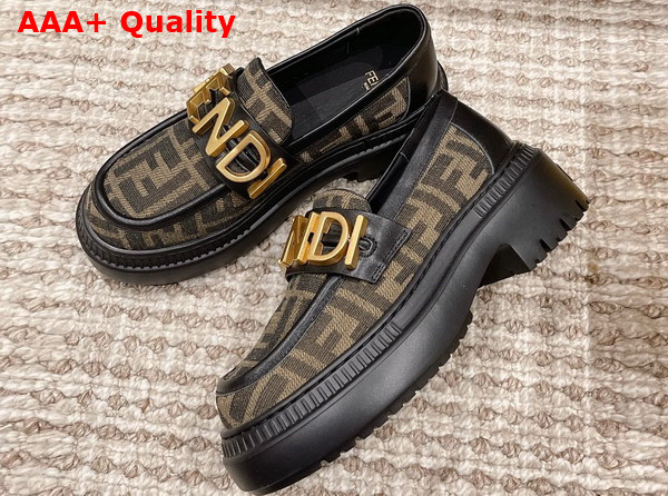 Fendigraphy Loafers in Brown FF Fabric Replica