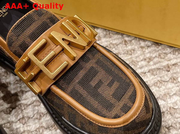 Fendigraphy Loafers in Light Brown FF Fabric Replica