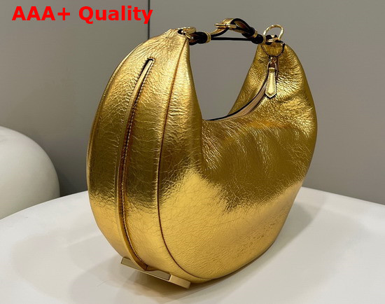 Fendigraphy Medium Leather Bag in Gold Laminated Leather Replica