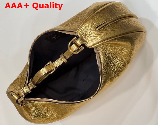 Fendigraphy Medium Leather Bag in Gold Laminated Leather Replica