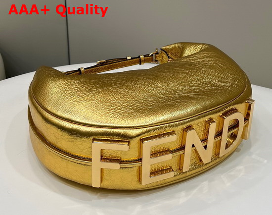 Fendigraphy Medium Leather Bag in Gold Laminated Leather Replica