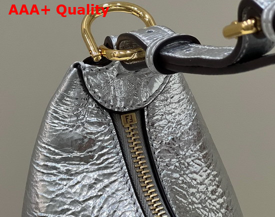 Fendigraphy Medium Leather Bag in Silver Laminated Leather Replica