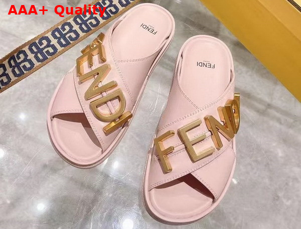 Fendigraphy Pink Leather Slides Replica