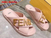 Fendigraphy Pink Leather Slides Replica