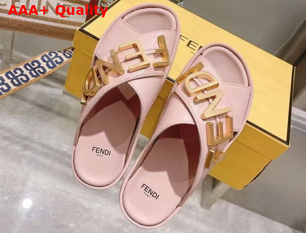 Fendigraphy Pink Leather Slides Replica